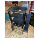 BLACK FRAME GLASS TOP SHELVING UNIT, 16 IN X 24 IN