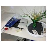 SHELF WITH GIFT BAGS AND CAKE TRAYS, ETC