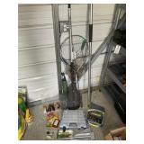 GROUP OF FISHING NETS PADDLES ASSORTED TACKLE WITH