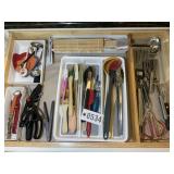 DRAWER WITH ASSORTED KITCHEN SERVING UTENSILS