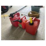 GROUP OF THREE GAS CANS, 1,2,2.5 GALLONS