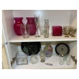 CONTENTS OF RIGHT SIDE OF CABINET, VASES, STEMMED