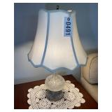 GLASS TABLE LAMP, 2 BULB, 26 IN TALL