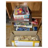 GROUP OF BOARD GAMES AND WOODEN BLOCKS