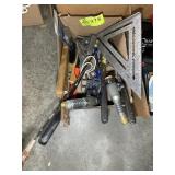 GROUP OF TOOLS INCLUDING CUTTERS, SQUARE, PRYBAR,