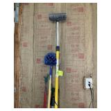 GROUP OF BRUSHES, BROOMS, DUSTER