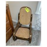 SMALL CHILDS WOODEN ROCKING CHAIR WITH RATTAN SEAT