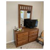 6 DRAWER DRESSER WITH MIRROR, 52 IN X 18 IN X 30 I