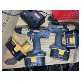 GROUP OF RYOBI BATTERY POWERED TOOLS WITH BATTERY