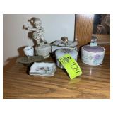 GROUP OF DECORATIVE ITEMS, FIGURINE, SMALL RECTANG