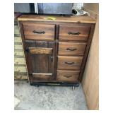 5 DRAWER 1 DOOR CABINET ON ROLLING CART, 27 IN X 2