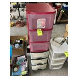 PAIR OF 3 DRAWER PLASTIC STORAGE BINS