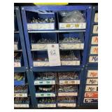 BLUE 12 BIN BOLT BINS WITH CONTENTS, SCREWS, BOLTS