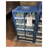 BLUE 12 BIN BOLT BINS WITH CONTENTS, BOLTS, CARRIA