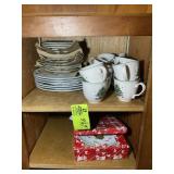 GROUP OF CHRISTMAS THEMED DISHES, CUPS SAUCERS, PL