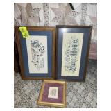 GROUP OF FRAMED AND MATTED CROSS STITCH WALL HANGI