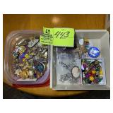 GROUP OF COSTUME JEWELRY, EARRINGS, PINS, BEADS