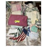 LARGE GROUP OF MISC LINENS, TOWELS, SHEETS, BLANKE