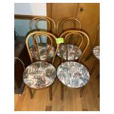 GROUP OF 4 UPHOLSTERED SEAT WOODEN CHAIRS