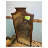 WOOD FRAMED MIRROR, 19 IN X 42 IN