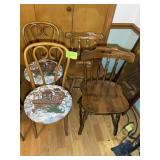 GROUP OF 4 CHAIRS, ONE WITH DAMAGE