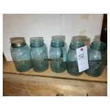 GROUP OF BALL BLUE GLASS CANNING JARS