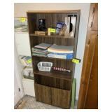 TWO BOOK SHELVES, WHITE 5 TIER 2 DOOR 13.5 IN X 10