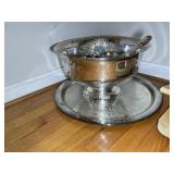 ONIDA SILVER PLATED PUNCH BOWL, TRAY AND CUPS