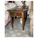ONE DRAWER WOODEN SIDE TABLE, 17.5 IN X 28 IN X 25