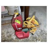 GROUP OF GAS CANS AND EXTENSION CORD REEL