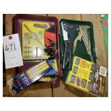 GROUP OF MISC TOOLS, ALLEN WRENCHES, RIVET GUNS AN