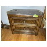 APPEARS TO BE BASSETT 2 DRAWER NIGHTS STAND, DAMAG