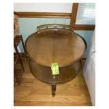 ROUND TWO TIERED SIDE TABLE, 25 IN DIAMETER X 26 I