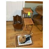 GROUP INCLUDING, PLANT STAND, MAGAZINE RACK, BASKE