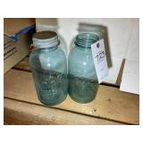 PAIR OF BALL BLUE GLASS CANNING JARS