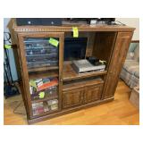 ENTERTAINMENT CENTER ON WHEELS, 60 IN X 20 IN X 53