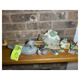 GROUP OF DUCK AND FROG FIGURINES