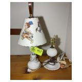 GROUP OF MILK GLASS STYLE HOBNAIL LAMPS