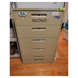 5 DRAWER METAL CABINET, 27.5 IN X 25 IN X 42 IN, N