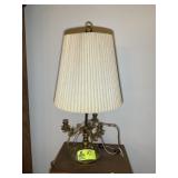 BRASS COLORED TWO BULB LAP, 27 IN TALL