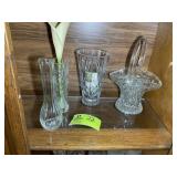GROUP OF GLASS VASES, 8 IN TO 11 IN TALL