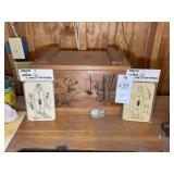 GROUP INCLUDING WOODEN BOX AND LIGHT SWITCH COVERS