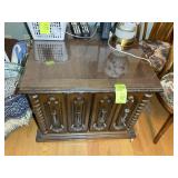 WOODEN SIDE TABLE WITH TWO DOORS, 28 IN X 26 IN X