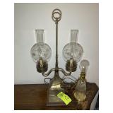 TWO TABLE LAMPS, 25 IN AND 13 IN TALL