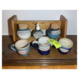 GROUP OF POTTERY STYLE, MUGS, JARS
