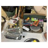 GROUP INCLUDING TOOL BOX, PAINT SUPPLIES, ROLLER C