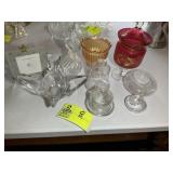 GROUP OF DECORATIVE GLASS DISHES, CANDY JARS
