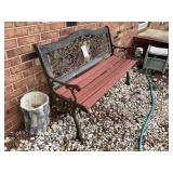 WOOD AND METAL BENCH, APPROX 49.5 IN LONG