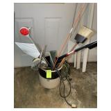 NO 6 CROCK WITH CONTENTS, EXTENSION CORD, ETC