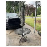 ROUND METAL PATIO TABLE, 42 IN DIAMETER, UMBRELLA